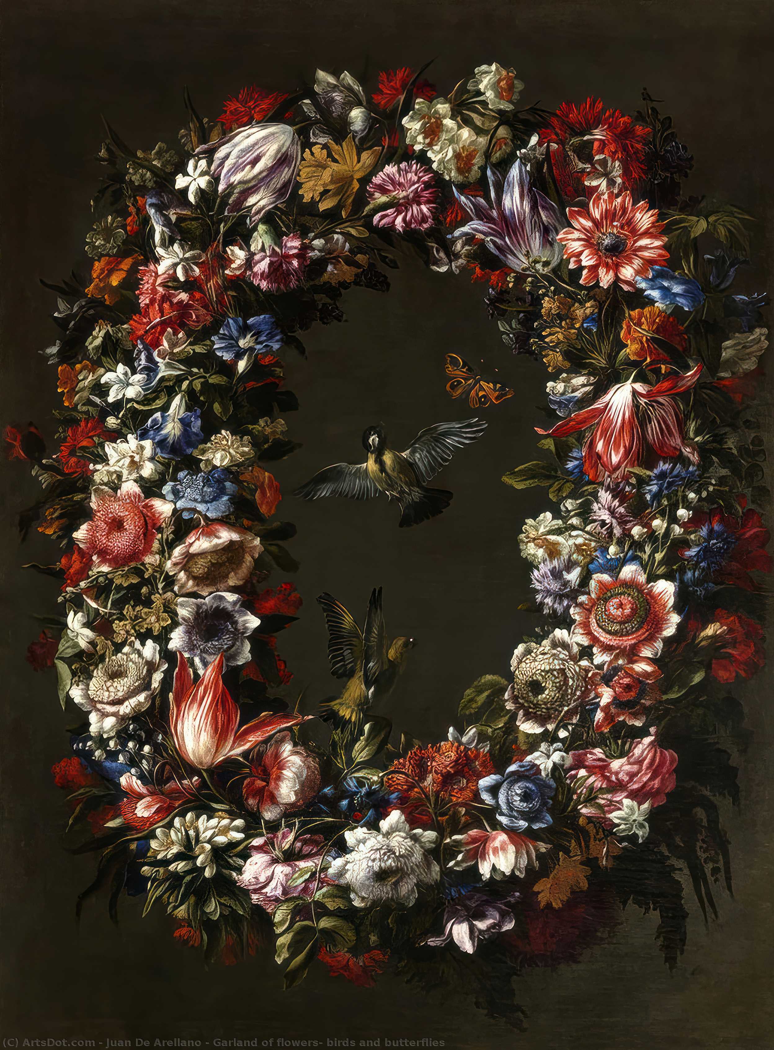 Garland Of Flowers, Birds And Butterflies — Huan De Arellano