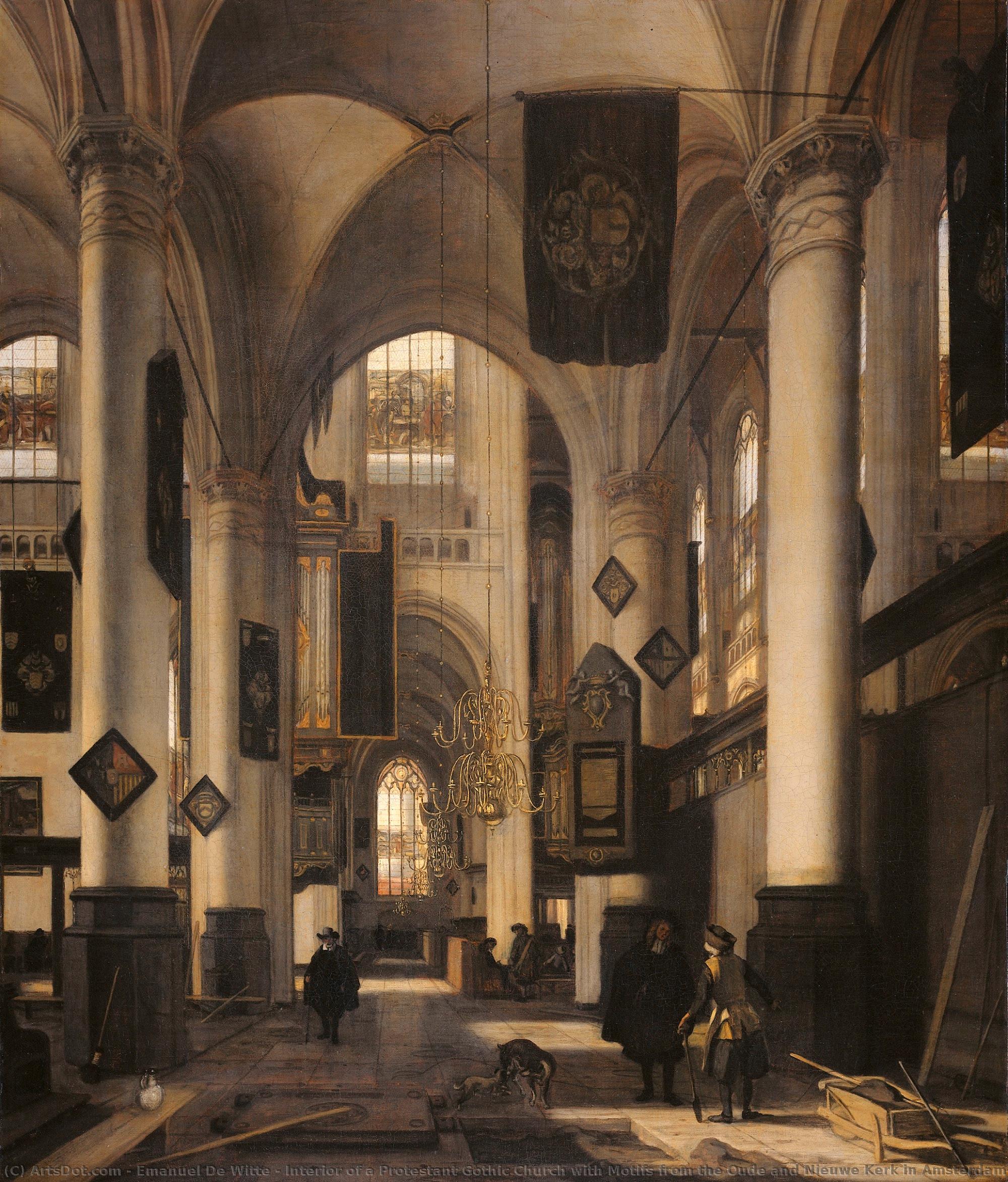 Interior Of A Protestant Gothic Church With Motifs From The Oude And Nieuwe Kerk In Amsterdam, Emanuel De Witte, 1660 - 1680 — エマヌエル・ド・ヴィット