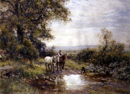 Horses By A Stream — Ernest Albert Waterlow