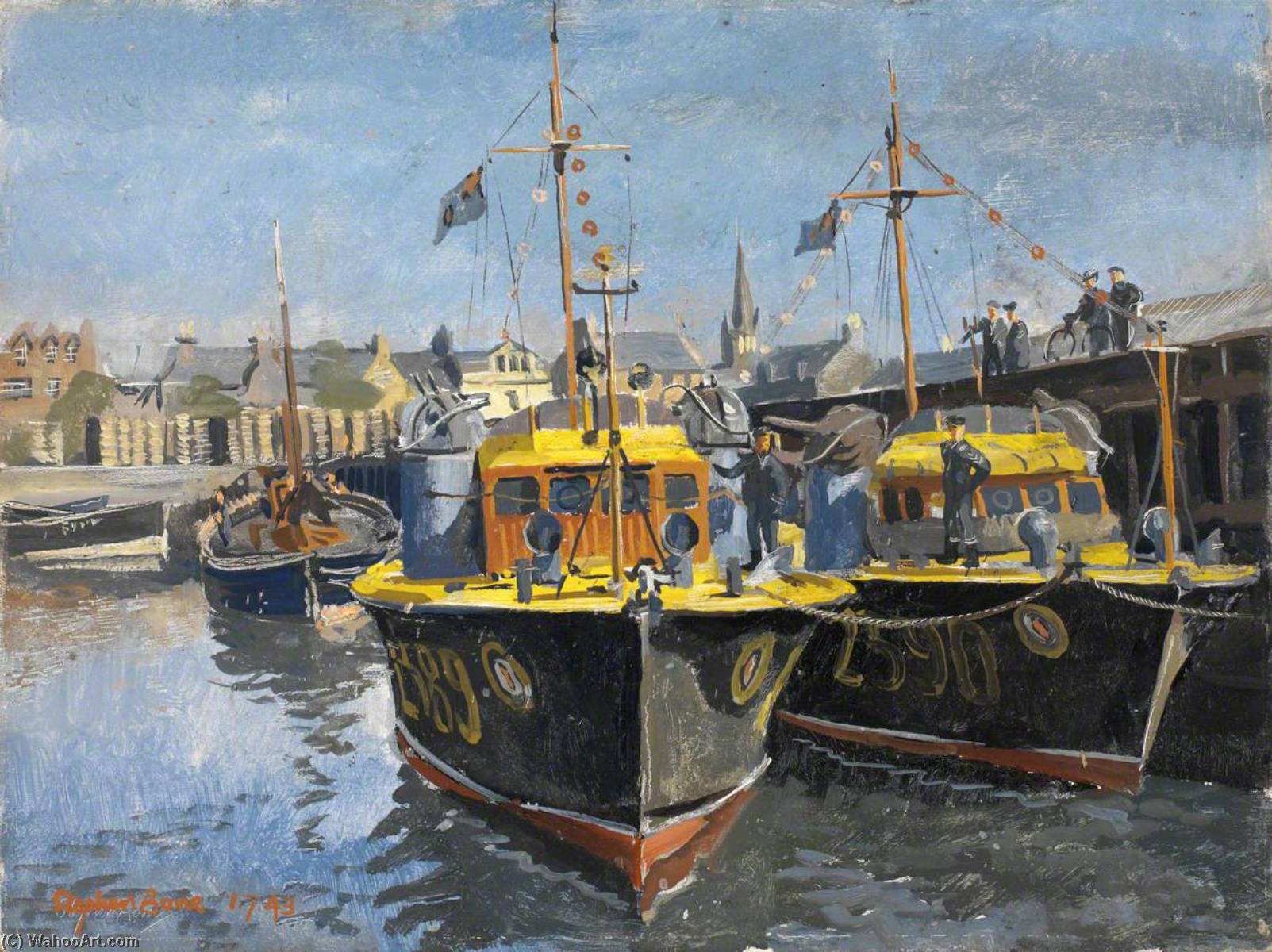 Royal Air Force Air Sea Rescue Launches, Stornoway The Fish Quay Beyond — Stephen Bone