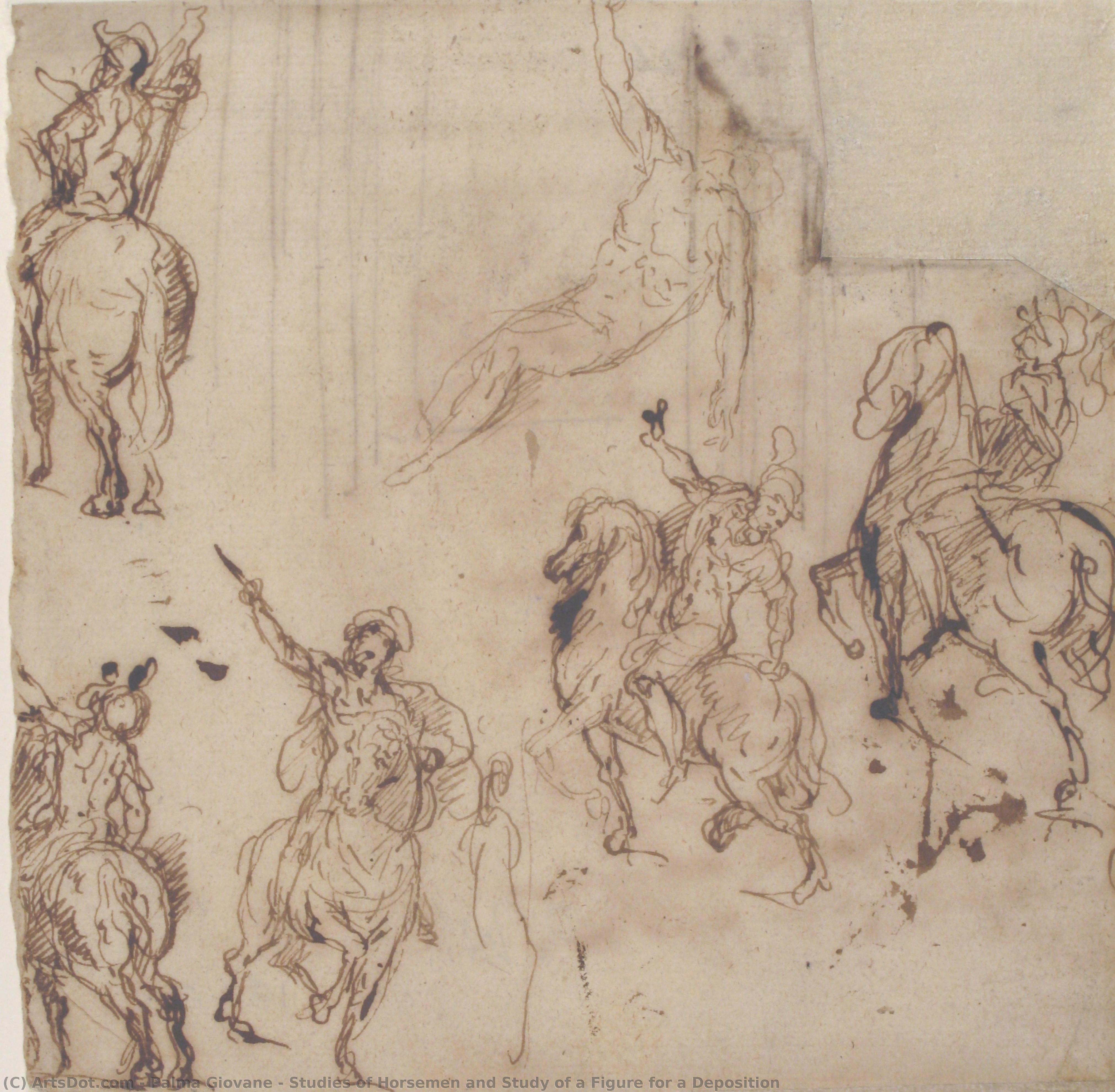 Studies Of Horsemen And Study Of A Figure For A Deposition — Jacopo Palma Il Giovane