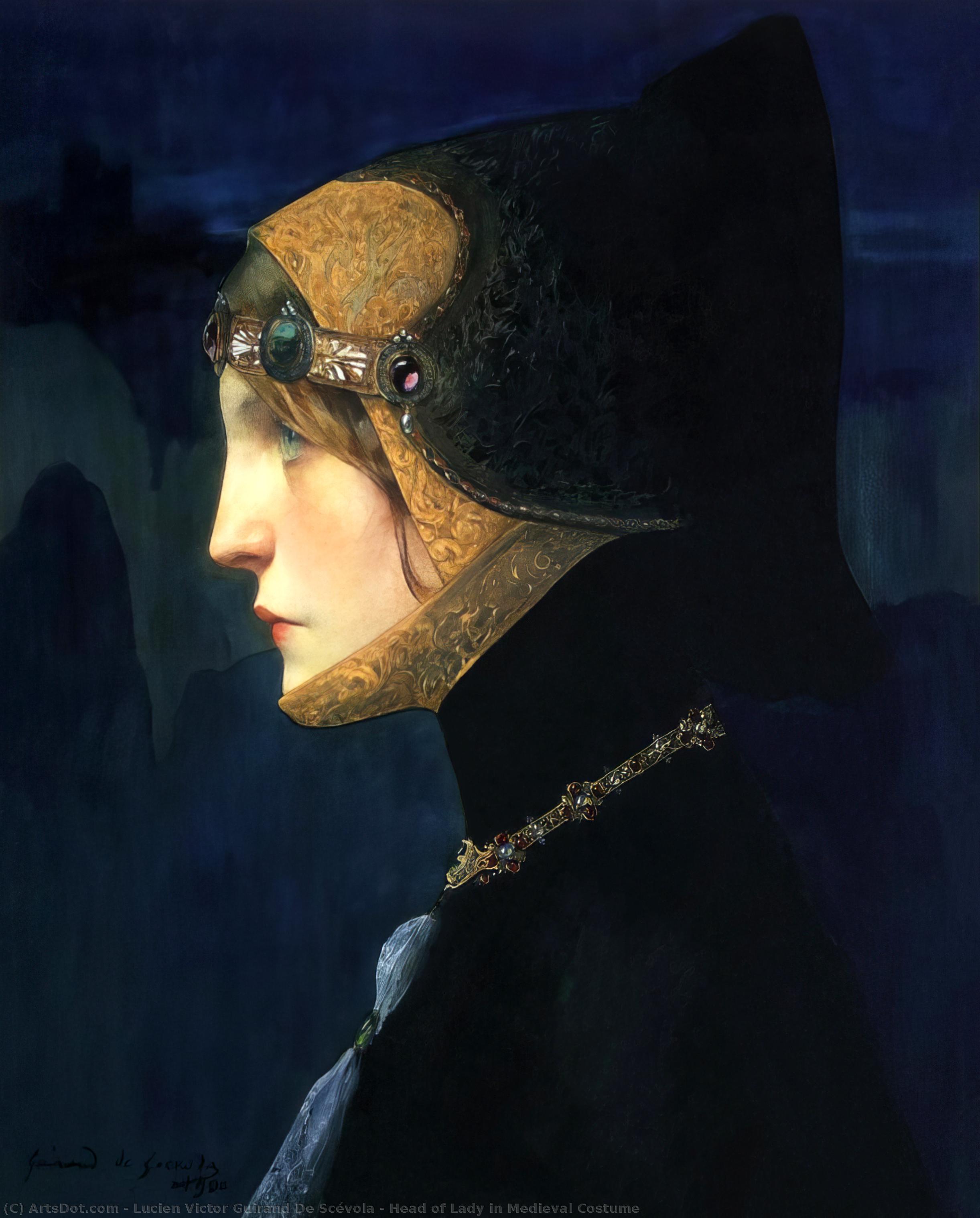 Head Of Lady In Medieval Costume — Lucien Victor Guirand De Scévola