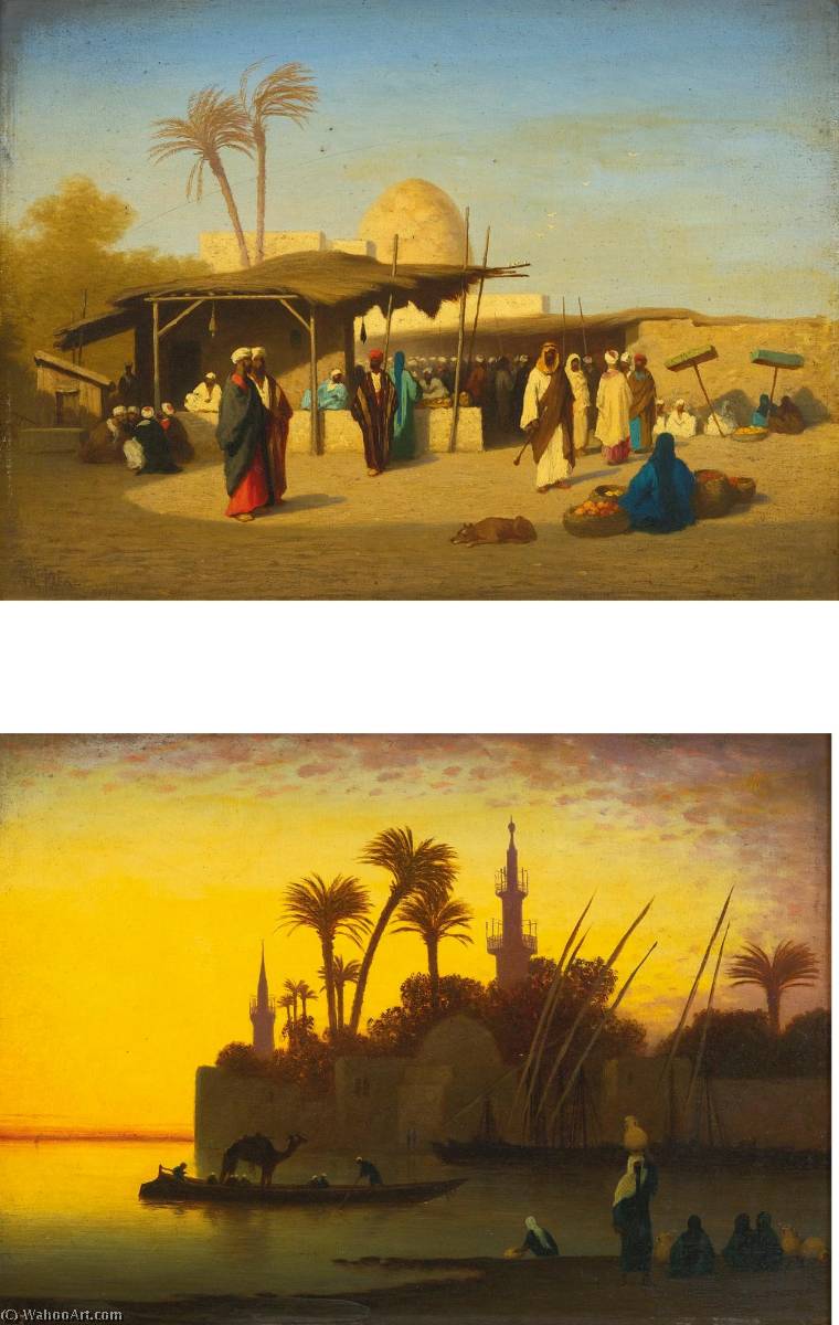 The Market Place And Along The Nile A Pair — Charles Théodore Frère Dit Frère Bey