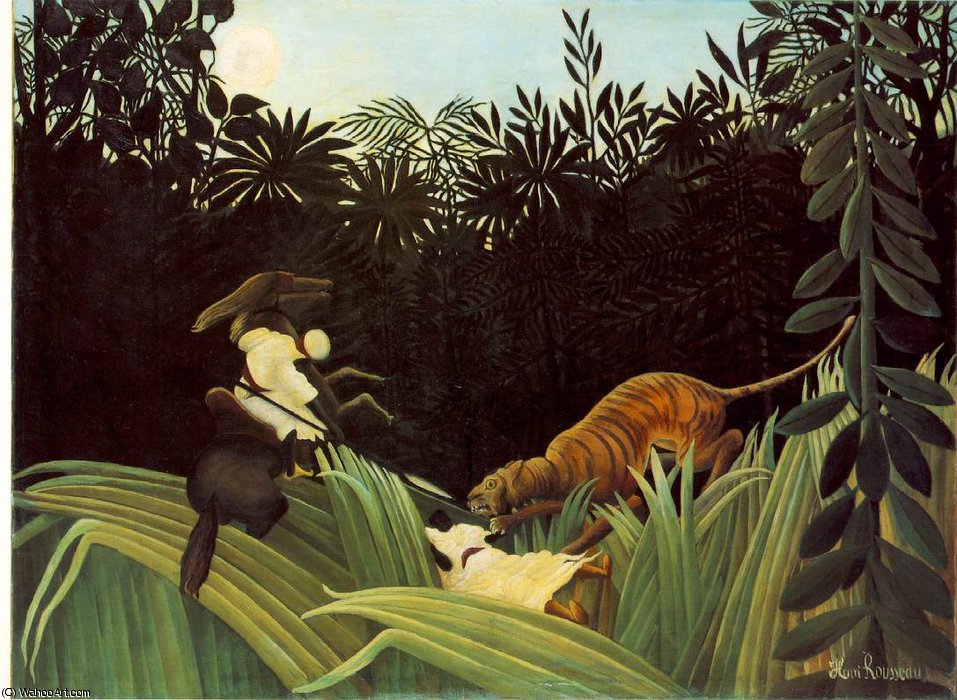 Scout Attacked By A Tiger (eclaireur Attaque Par Un Tigre) — Henri Julien Félix Rousseau (le Douanier)