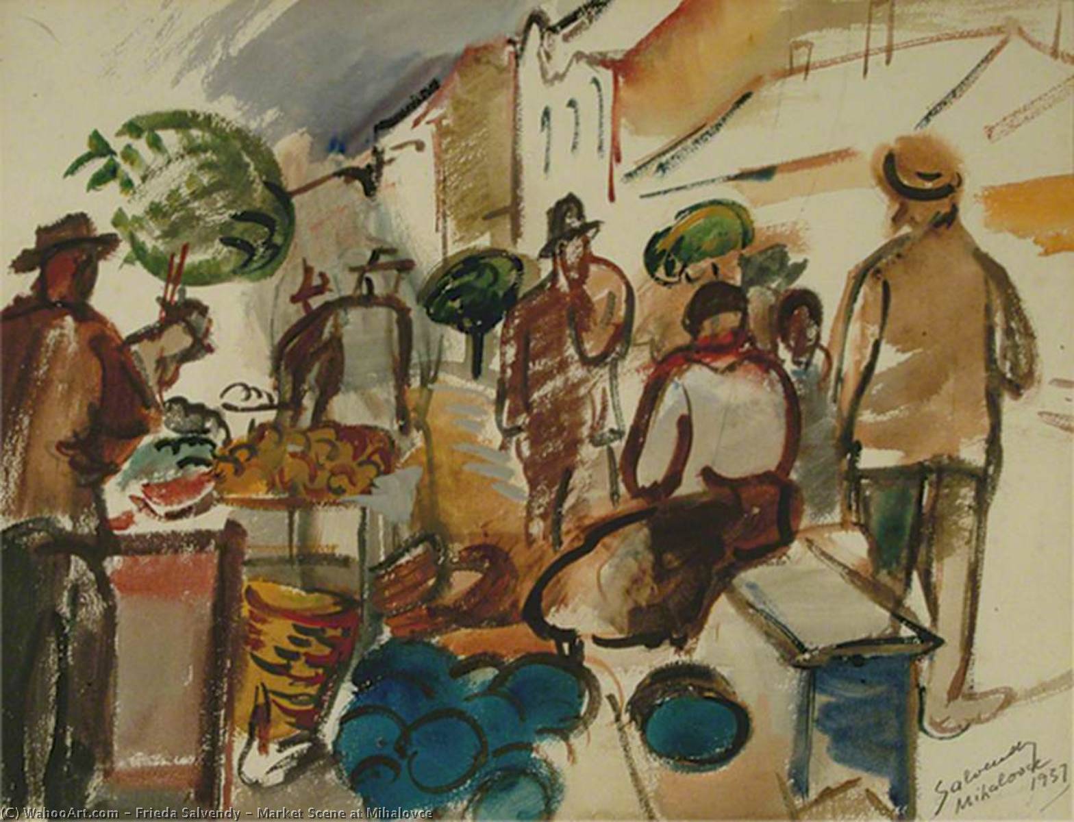 Market Scene At Mihalovce — Frieda Salvendy