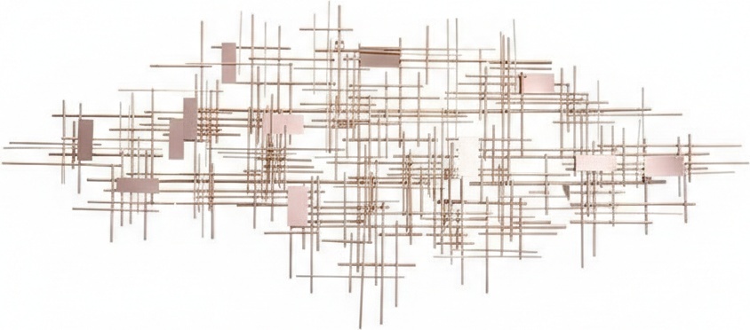 Rose Gold Geometric Stainless Steel Wall Sculpture – Elegant Metal Art Deco Decorative Statement Piece For Living Room Bedroom Modern Interior Design