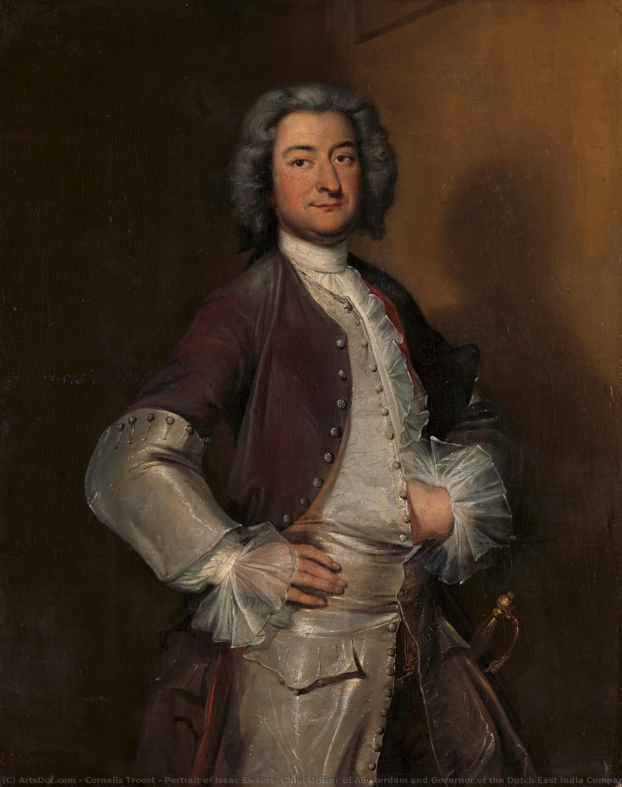 Portrait Of Isaac Sweers, Chief Officer Of Amsterdam And Governor Of The Dutch East India Company, Cornelis Troost, 1730 - 1740 — Cornelis Troost