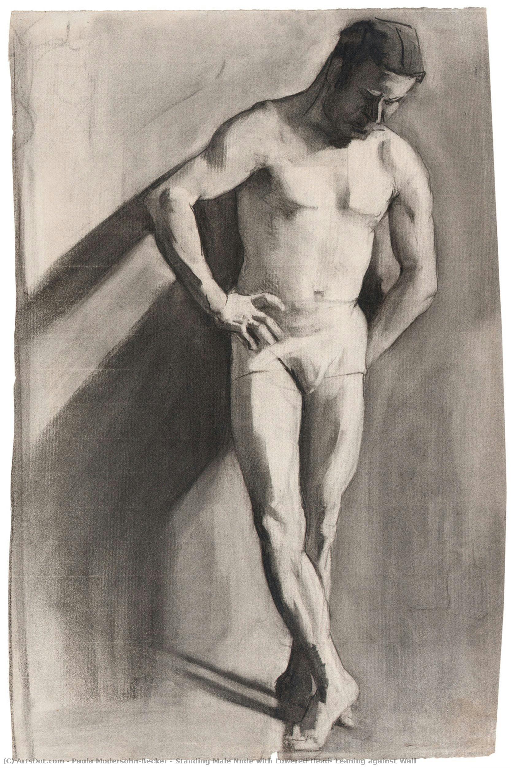 Standing Male Nude With Lowered Head, Leaning Against Wall — Paula Modersohn-becker