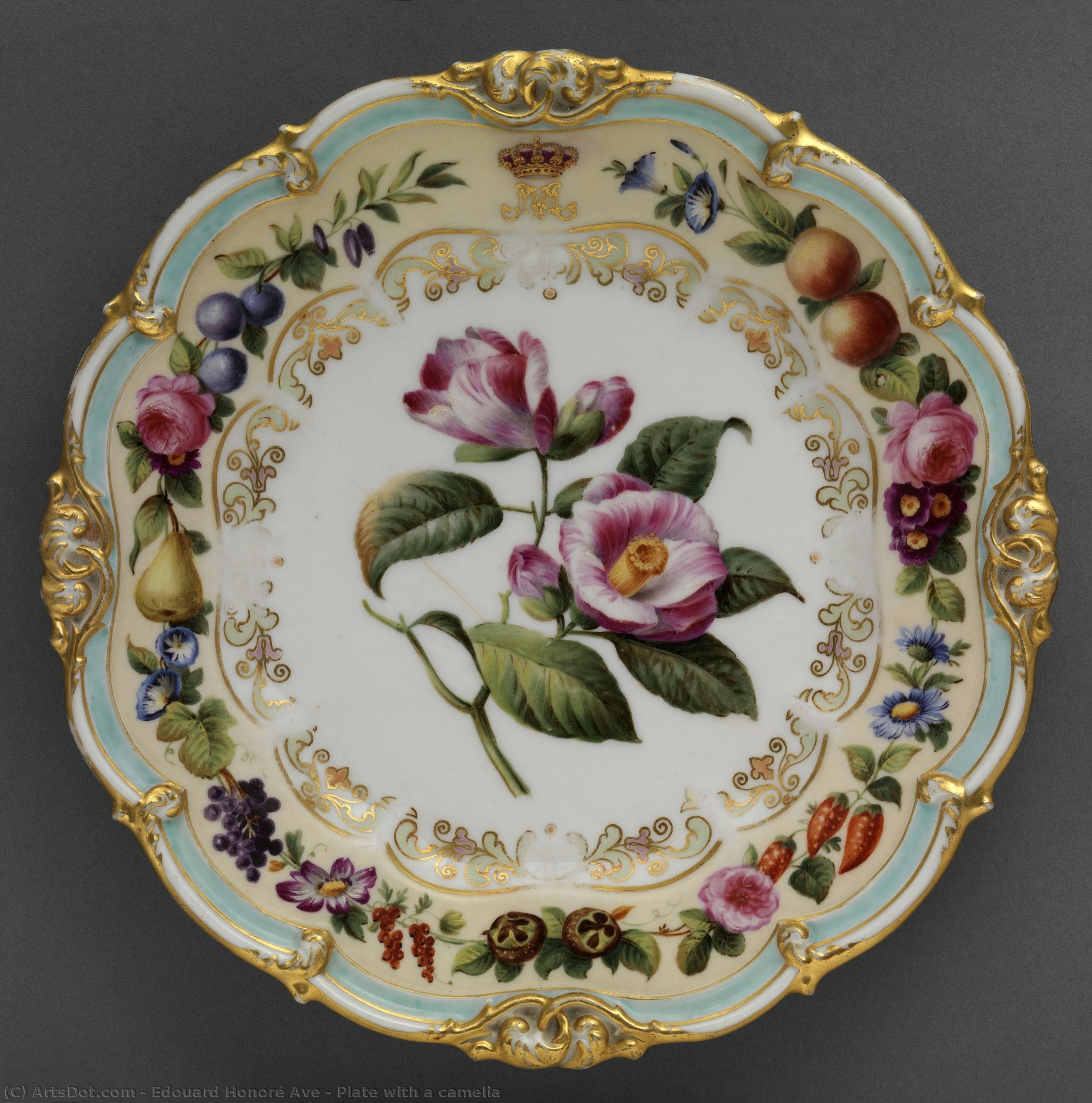 Plate With A Camelia — エドゥアール・オノレ・アヴ