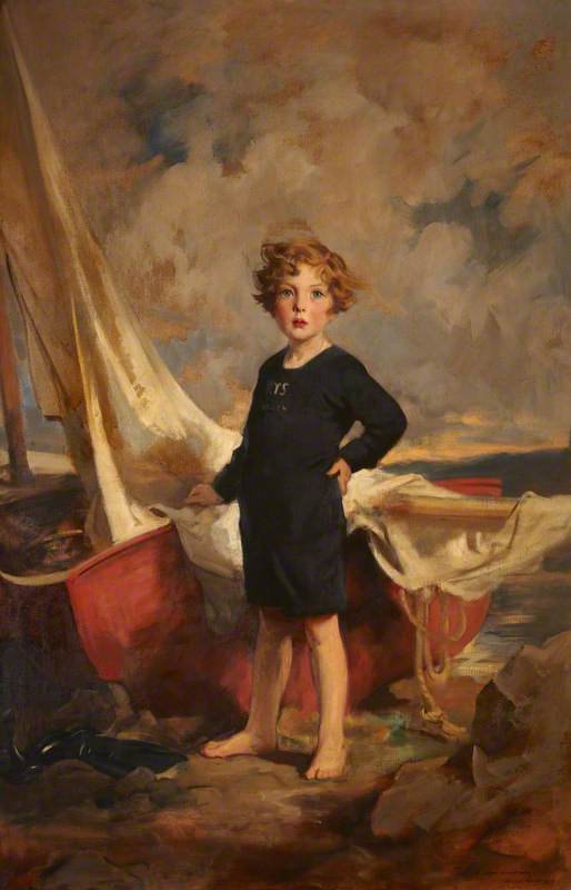 Lady Mairi Stewart (1921–2009), Later Lady Mairi Bury, As A Little Girl, With A Boat — Edmond Brock
