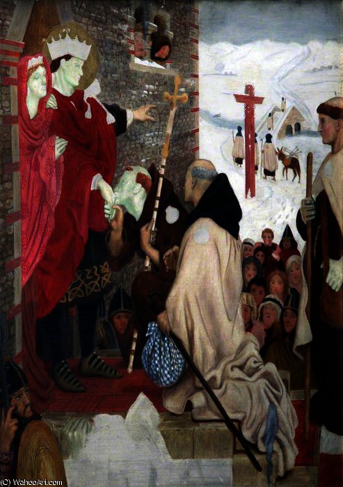 Saint Oswald Receiving Saint Aidan (saint Oswald Sending Missionaries Into Scotland) — フォード・マドックス・ブラウン