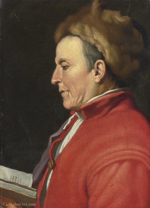 Portrait Of A Man In A Fur Hat, Reading — Hendrick Bloemaert