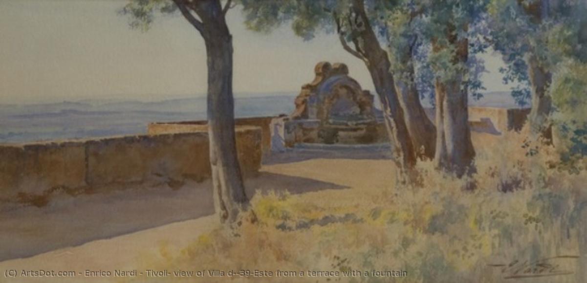 Tivoli, View Of Villa D'este From A Terrace With A Fountain — Enrico Nardi