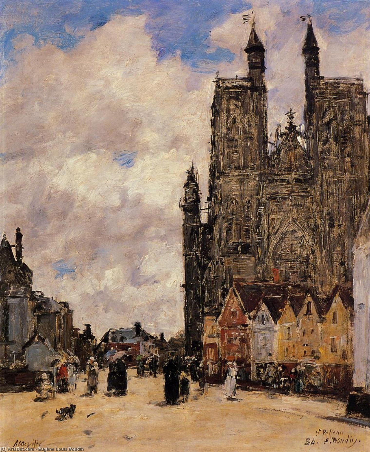 Abbeville, Street And The Church Of Saint-folfran — Eugène Louis Boudin