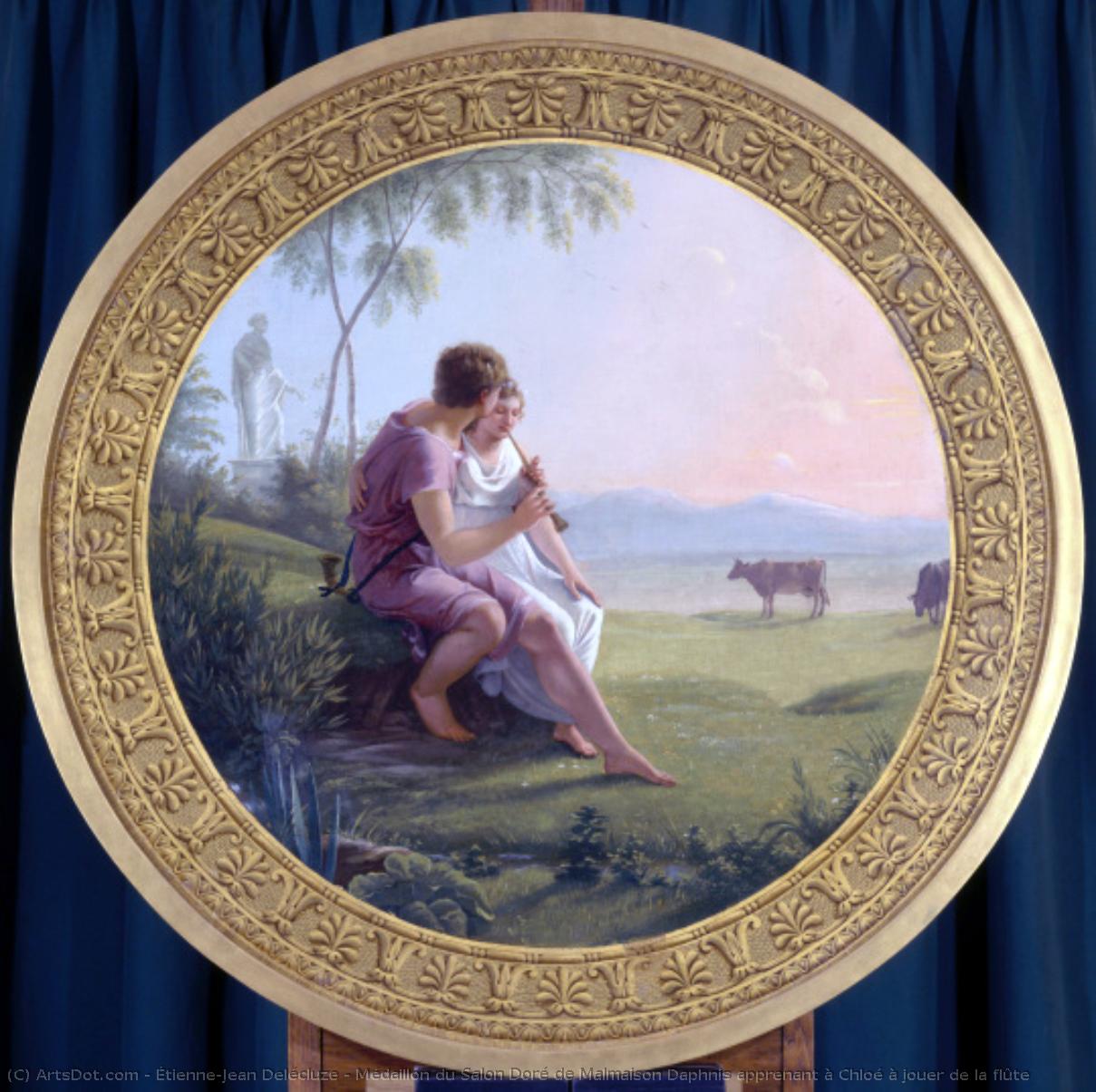Medallion From The Salon Doré Of Malmaison. Daphnis Teaching Chloé To Play The Flute. — Étienne-jean Delécluze