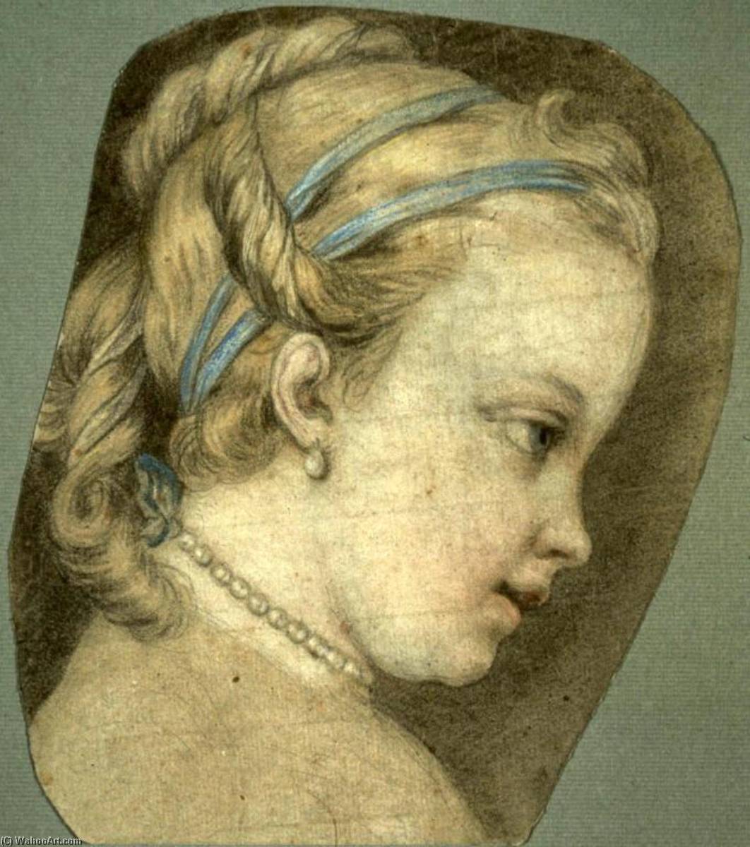 Head Of A Young Girl Facing To The Right — Charles-andré Van Loo