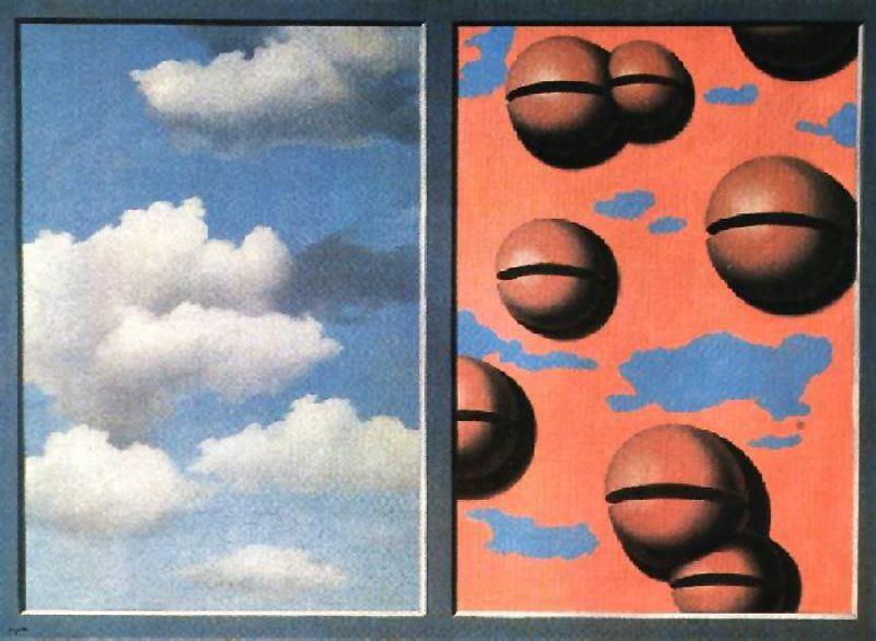 Pink Belles, Tattered Skies — René Magritte