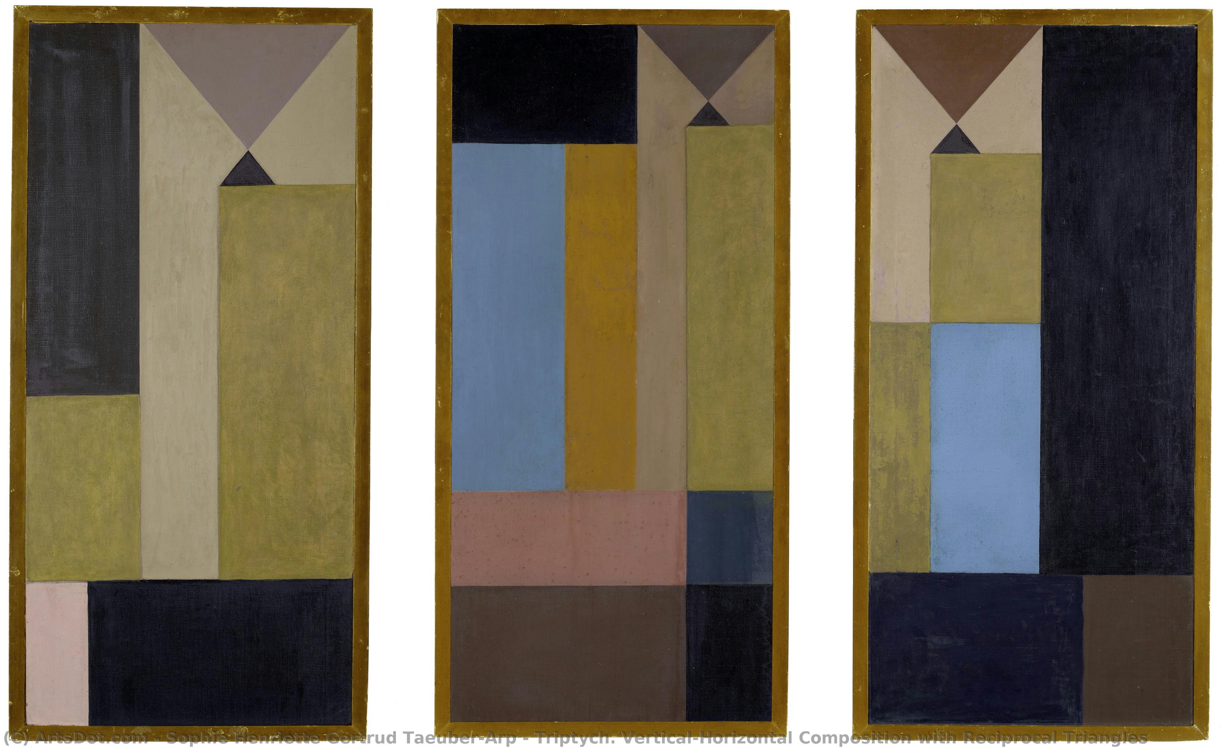 Triptych. Vertical-horizontal Composition With Reciprocal Triangles — Sophie Henriette Gertrud Taeuber-arp