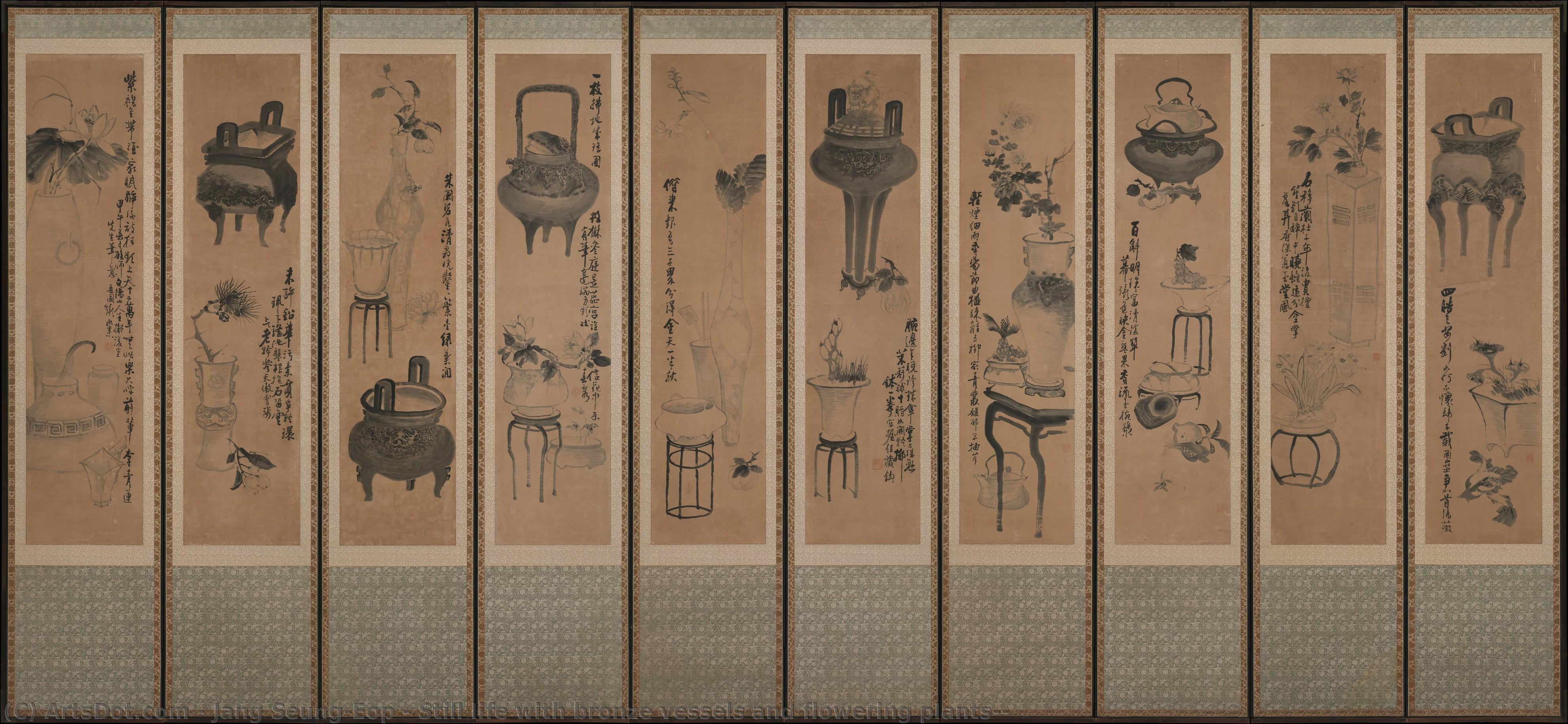 Still Life With Bronze Vessels And Flowering Plants — Jang Seung-eop