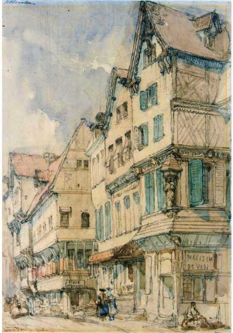 Figures On A Street In Abbeville, France — David Roberts