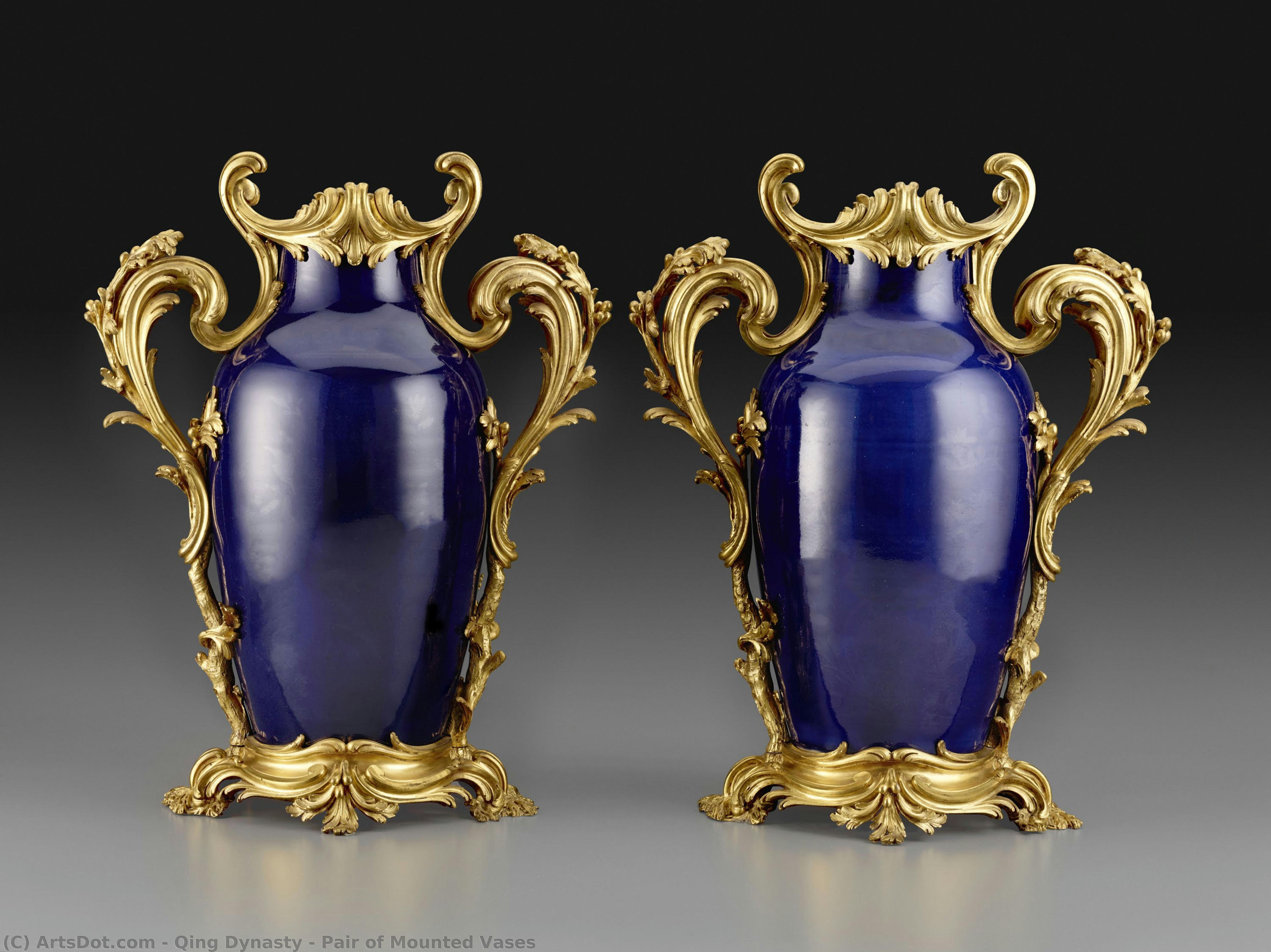 Pair Of Mounted Vases — Qing Dynastie Kunst