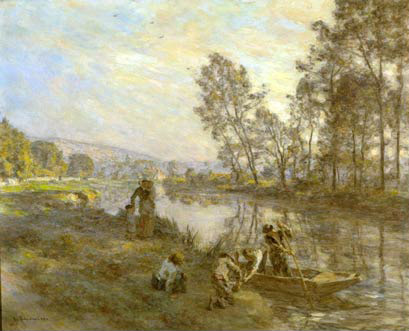 L_hermitte Leon Augustin Figures By A Country Stream — Léon Augustin L'hermitte