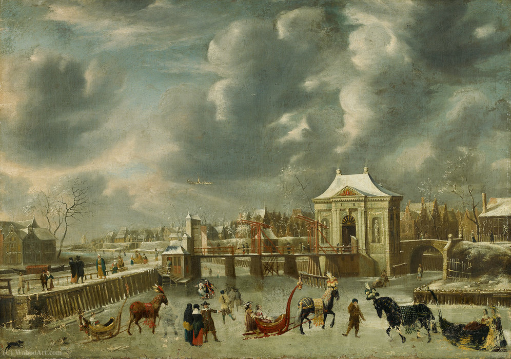 Stadsgracht With Heiligeweg Gate In The Winter Stadsgracht With Heiligeweg Gate, Seen From The Side Of The Herengracht Heiligeweg Gate In Winter — Jan Abrahamsz Beerstraten
