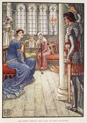 Sir Owen Greets The Lady Of The Fountain — Walter Crane
