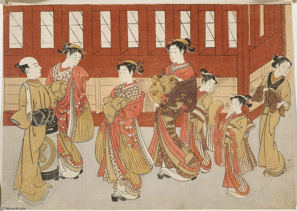 A Courtesan Of The Matsubaya And Her Entourage — Suzuki Harunobu