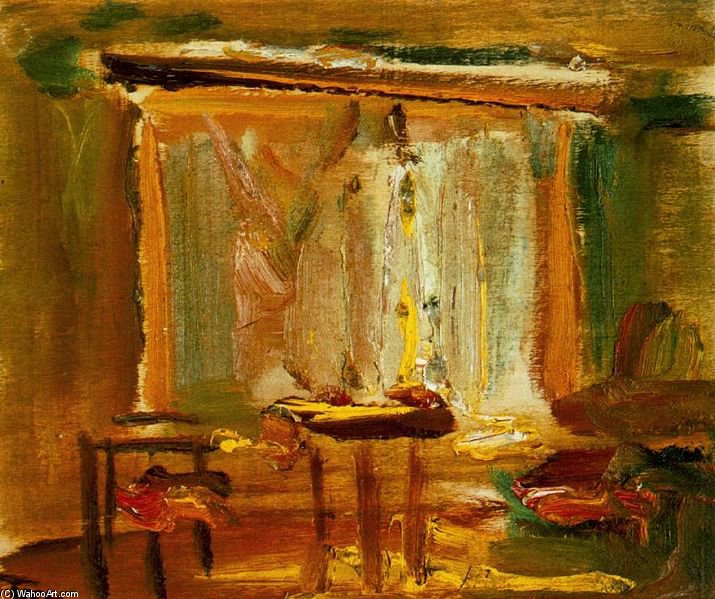 Interior With Curtained Window — János Tornyai