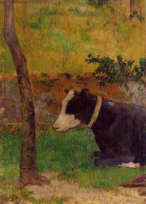 Kneeling Cow (also Known As Cow Lying At The Foot Of A Tree) — Eugène Henri Paul Gauguin