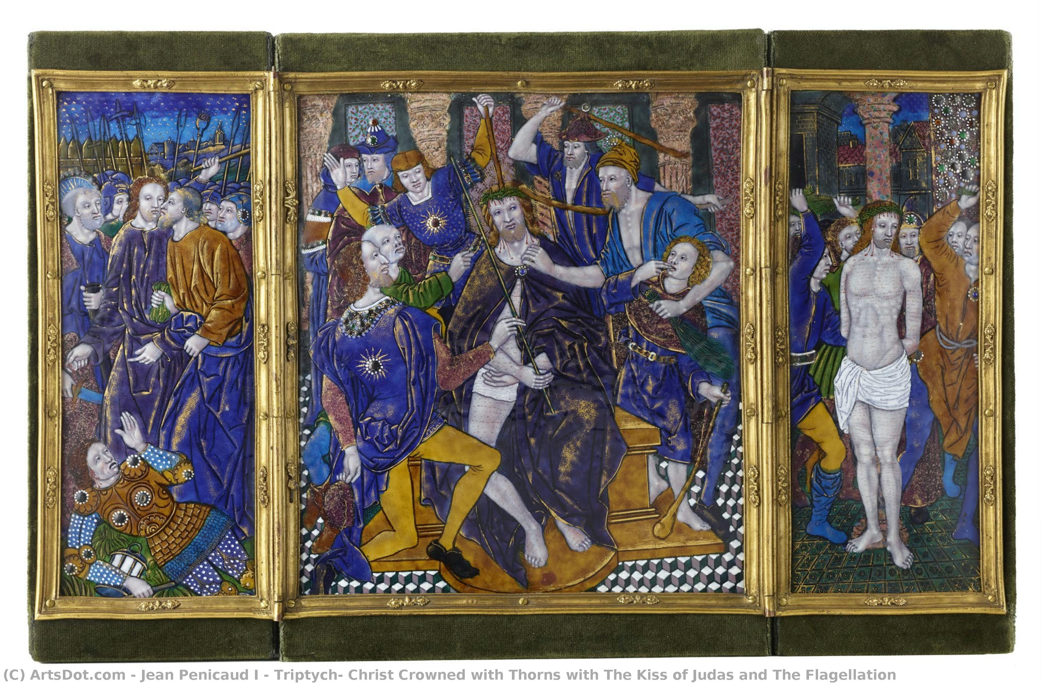Triptych: Christ Crowned With Thorns With The Kiss Of Judas And The Flagellation — Jean Penicaud I