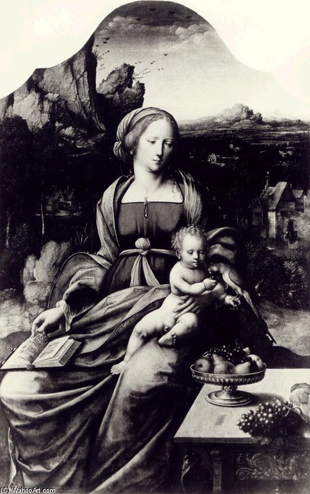 Madonna And Child With A Parrot Against The Background Of Landscape — Master Of The Parrot