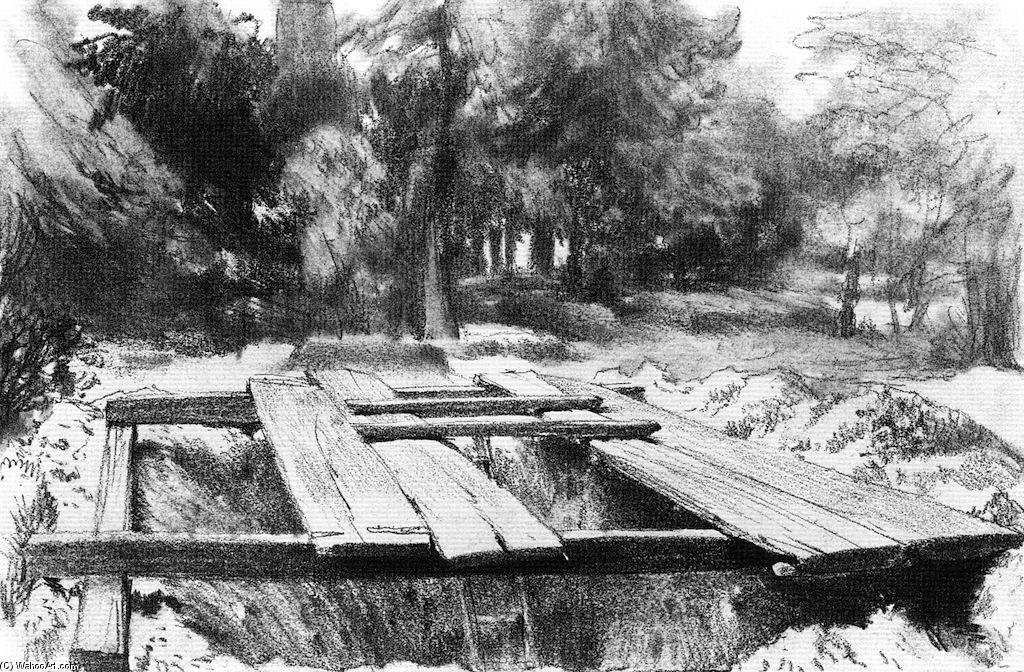 Cemetery Among The Trees, With An Open Grave — Adolph Von Menzel