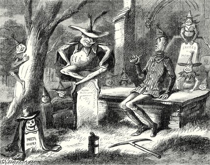 Seated On An Upright Tombstone, Close To Him — Хаблот Најт Браун
