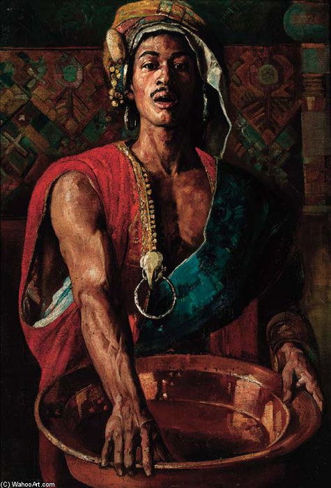 An Oriental Man With A Copper Bowl — Gyula Tornai