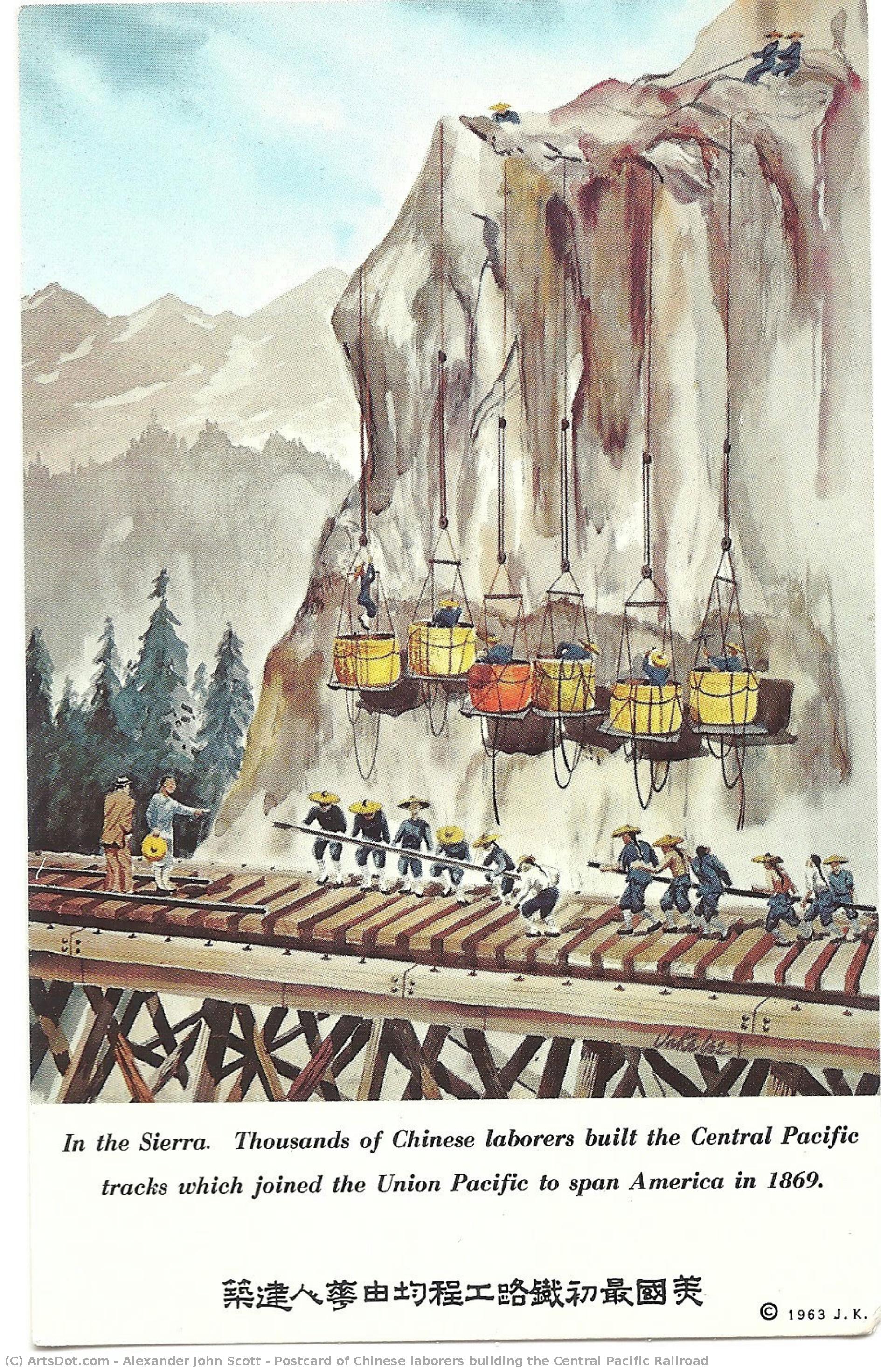 Postcard Of Chinese Laborers Building The Central Pacific Railroad — Alexander John Scott
