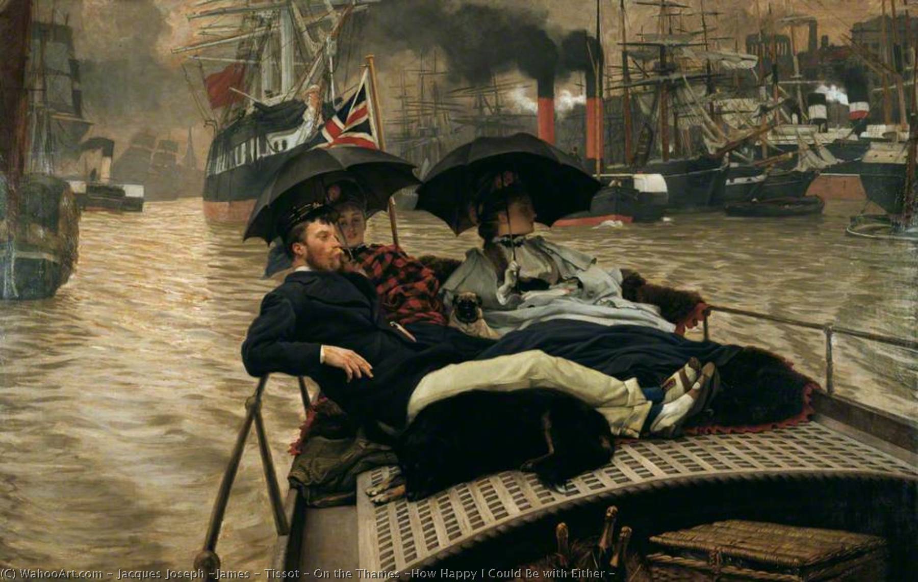 On The Thames (how Happy I Could Be With Either ) — Jacques Joseph (james ) Tissot