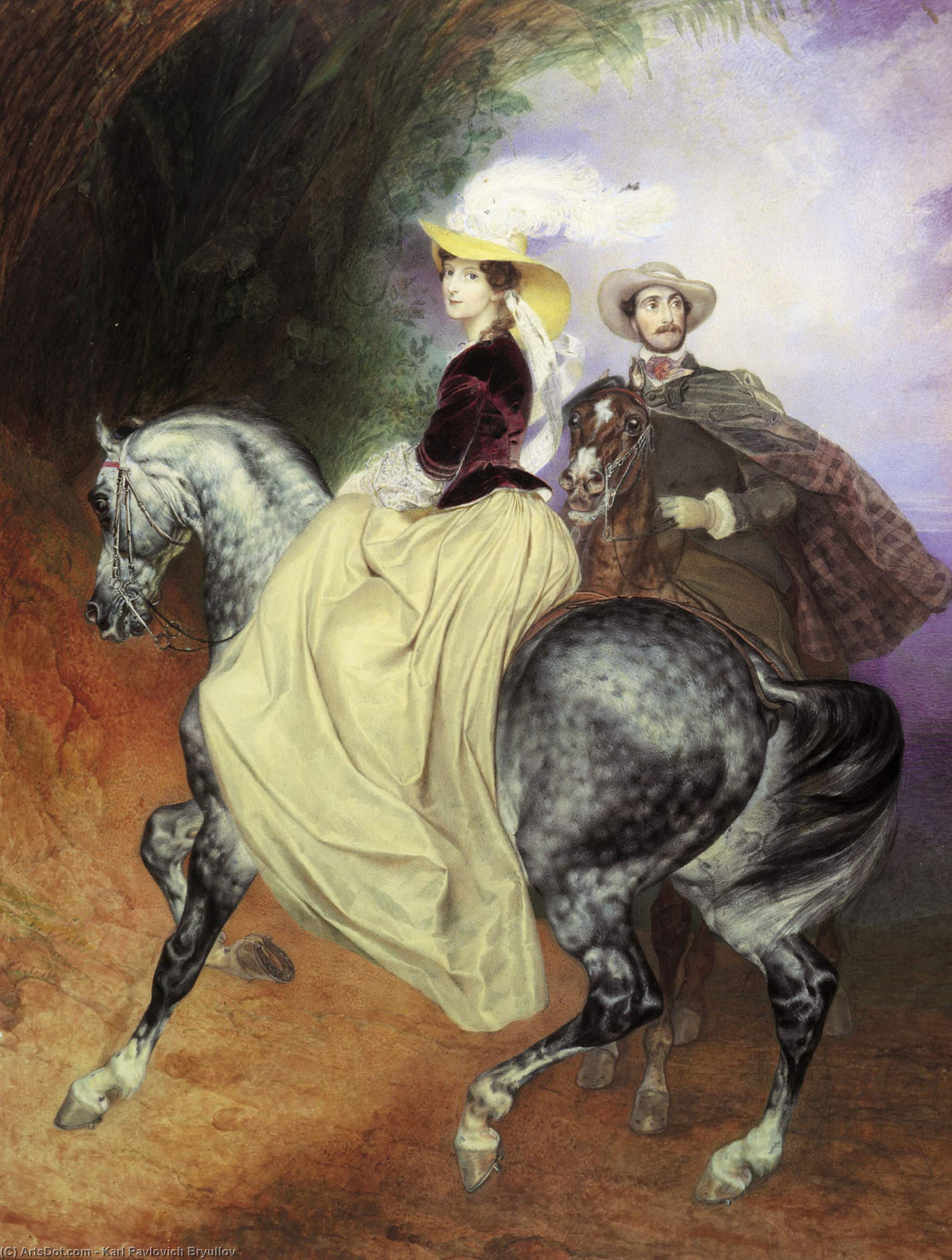 Portrait Of Ye. Mussart And E. Mussart. (riders) — Karl Pavlovich Bryullov