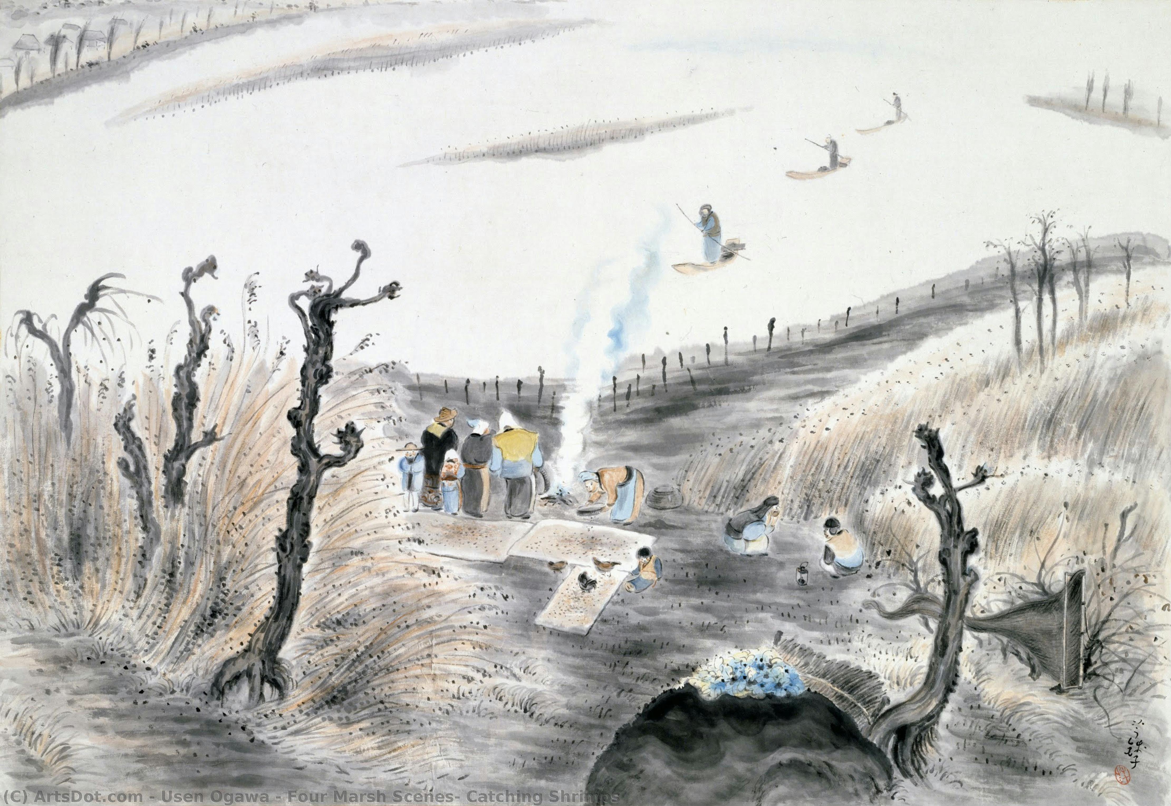 Four Marsh Scenes: Catching Shrimps — Usen Ogawa