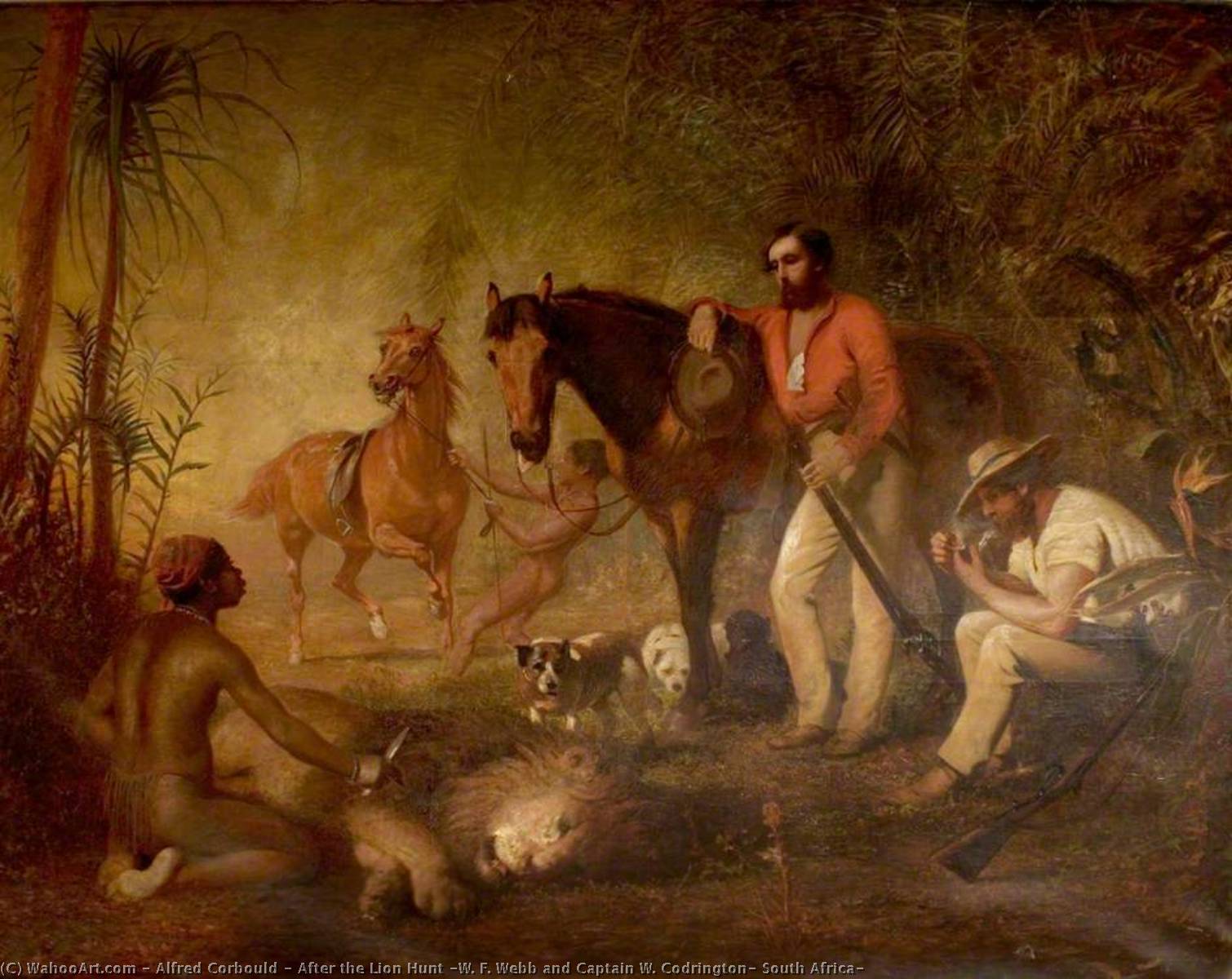 After The Lion Hunt (w. F. Webb And Captain W. Codrington, South Africa) — Alfred Corbould