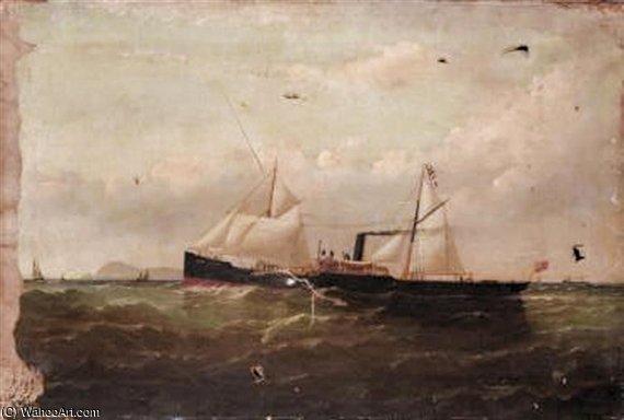 A Screw Steamer With Auxiliary Schooner Rig Inward Bound Off Holyhead Mountain ^ The South Stack — Vilijam H. Jork