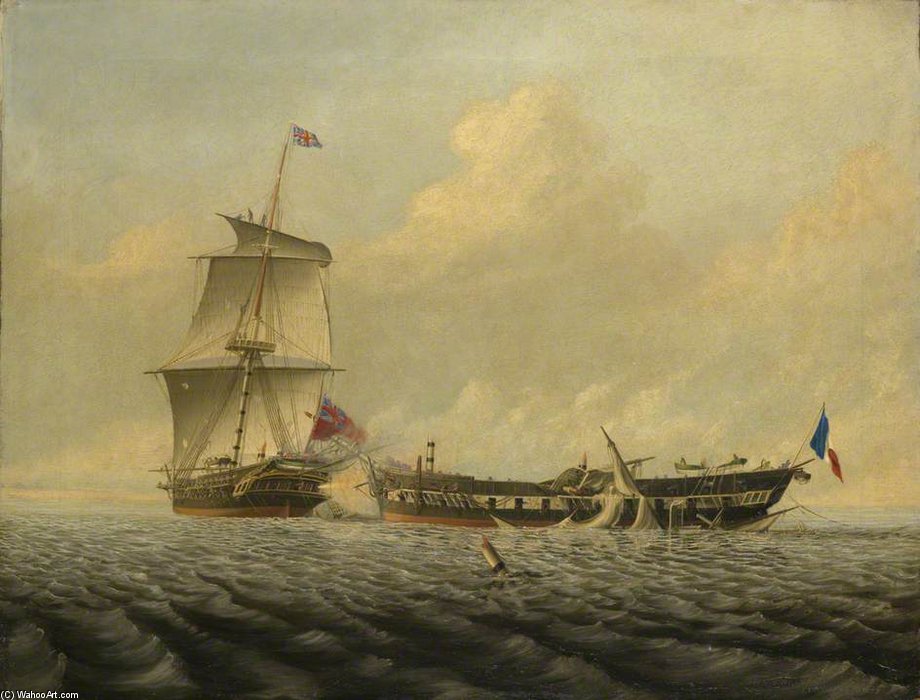 Action Between Hms 'blanche' And The 'pique' — Thomas Baines