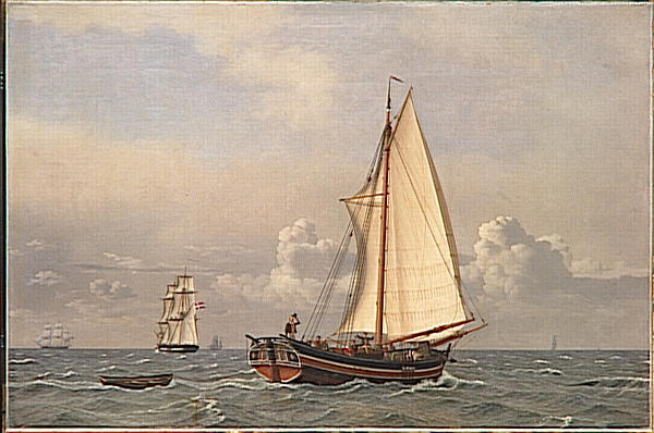 Un Ancien Paquebot Danois Allant Vent Arriere — Christoffer Wilhelm Eckersberg
