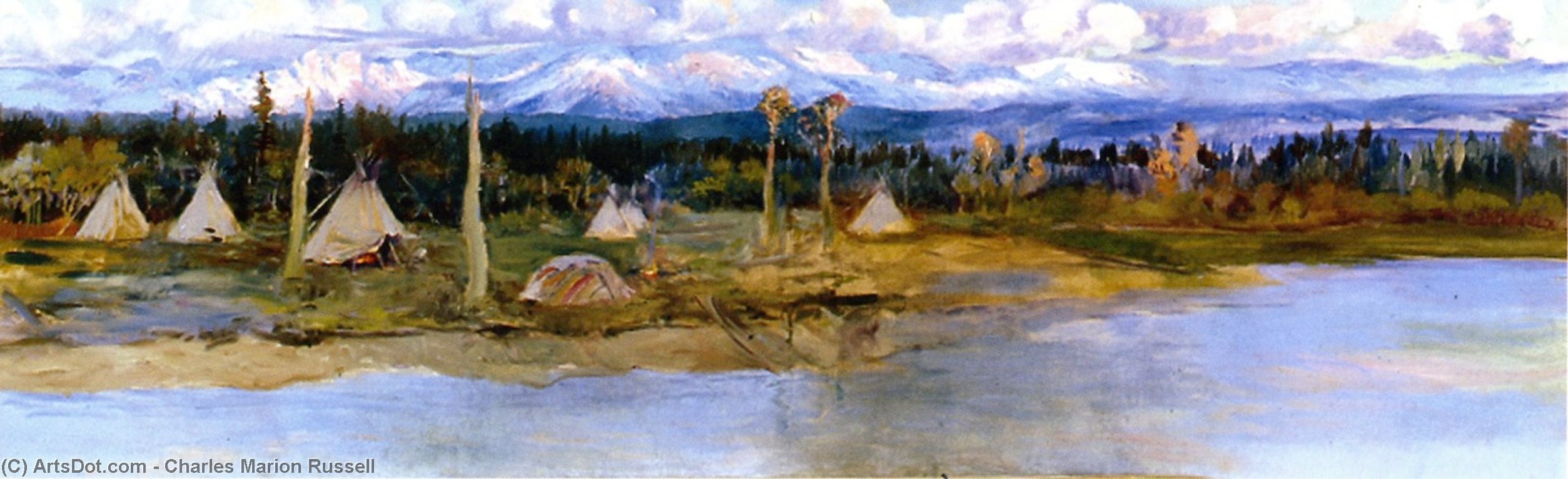 Kootenai Camp On Swan Lake (unfinished) — Charles Marion Russell