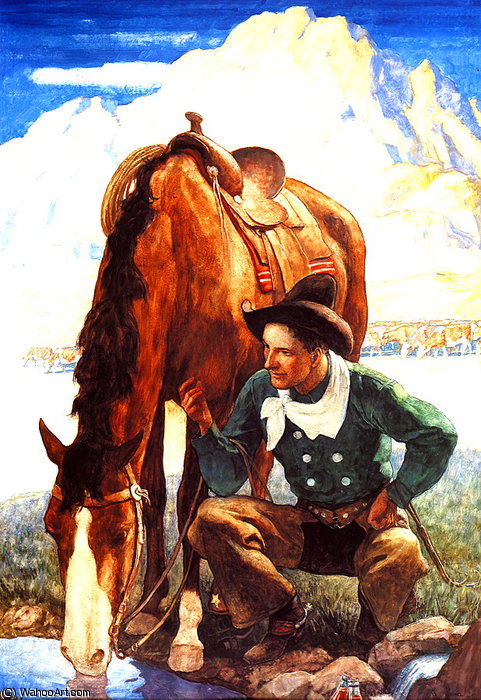Cowboy Watering His Horse — N・c・ワイエス (n・c・waiesu)