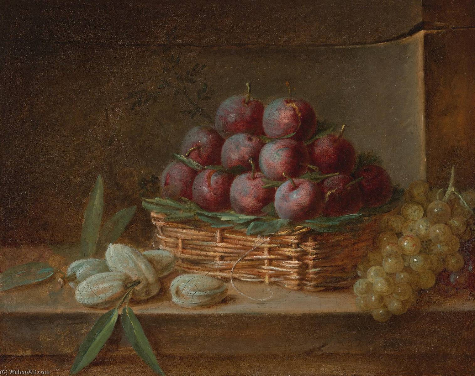 Still Life With Plums, Almonds And Raisins — Henri Horace Roland De La Porte