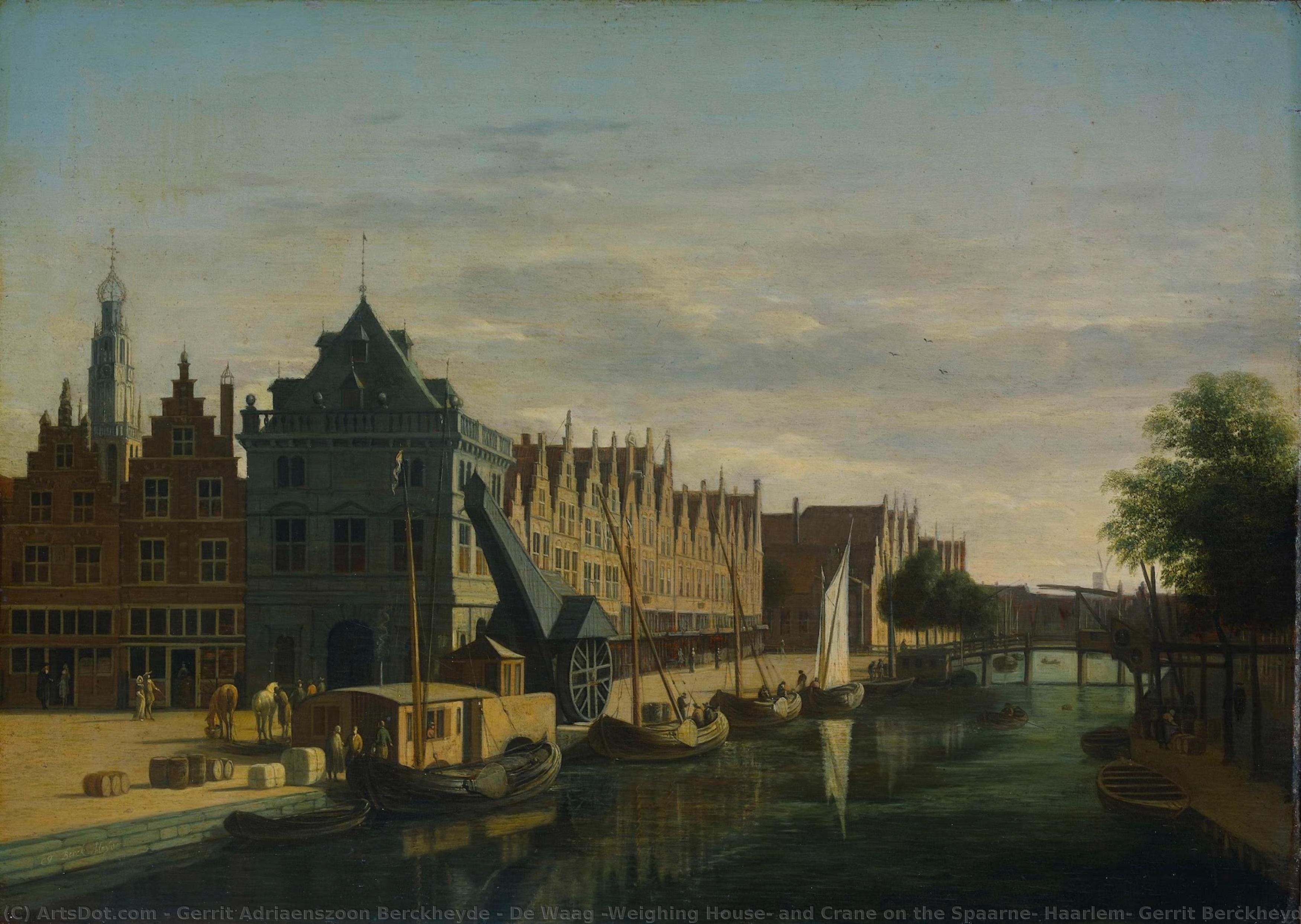 De Waag (weighing House) And Crane On The Spaarne, Haarlem, Gerrit Berckheyde, 1660 - 1698 — Gerrit Adriaenszoon Berckheyde
