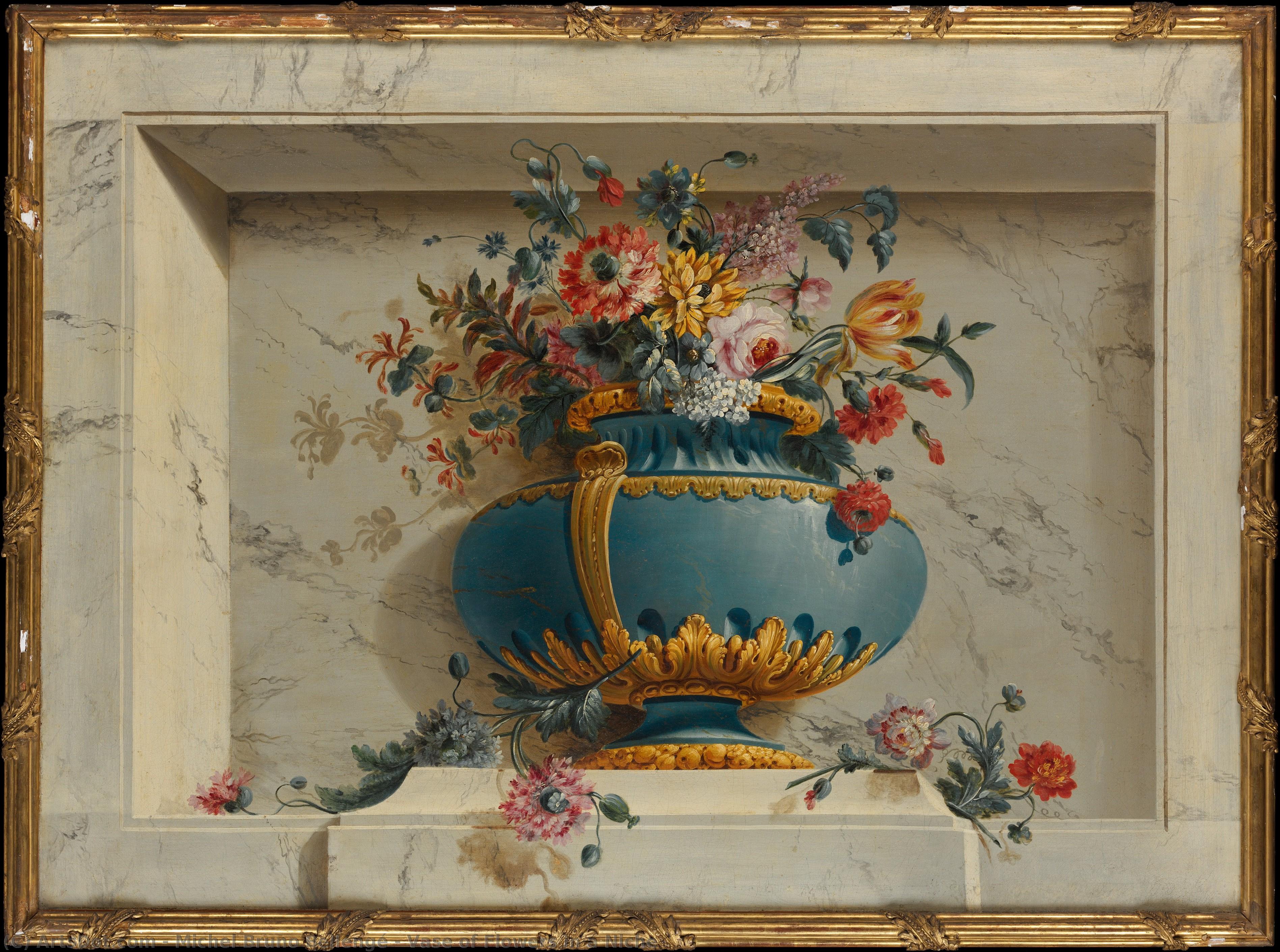 Vase Of Flowers In A Niche — Michel Bruno Bellengé