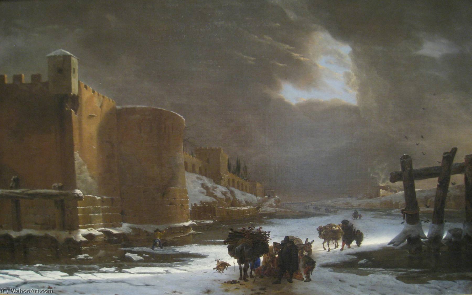 Frozen Moat Outside City Walls — Jan Asselijn